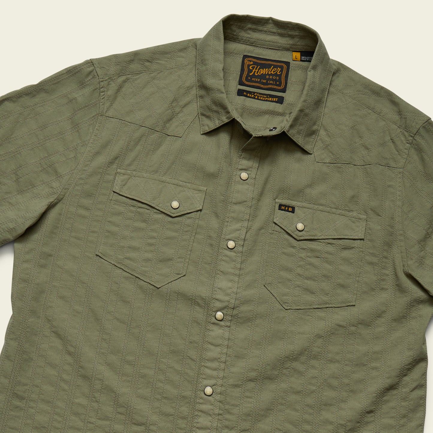 H Bar B Snapshirt - Eyelet Stripe : Cadet - View 4