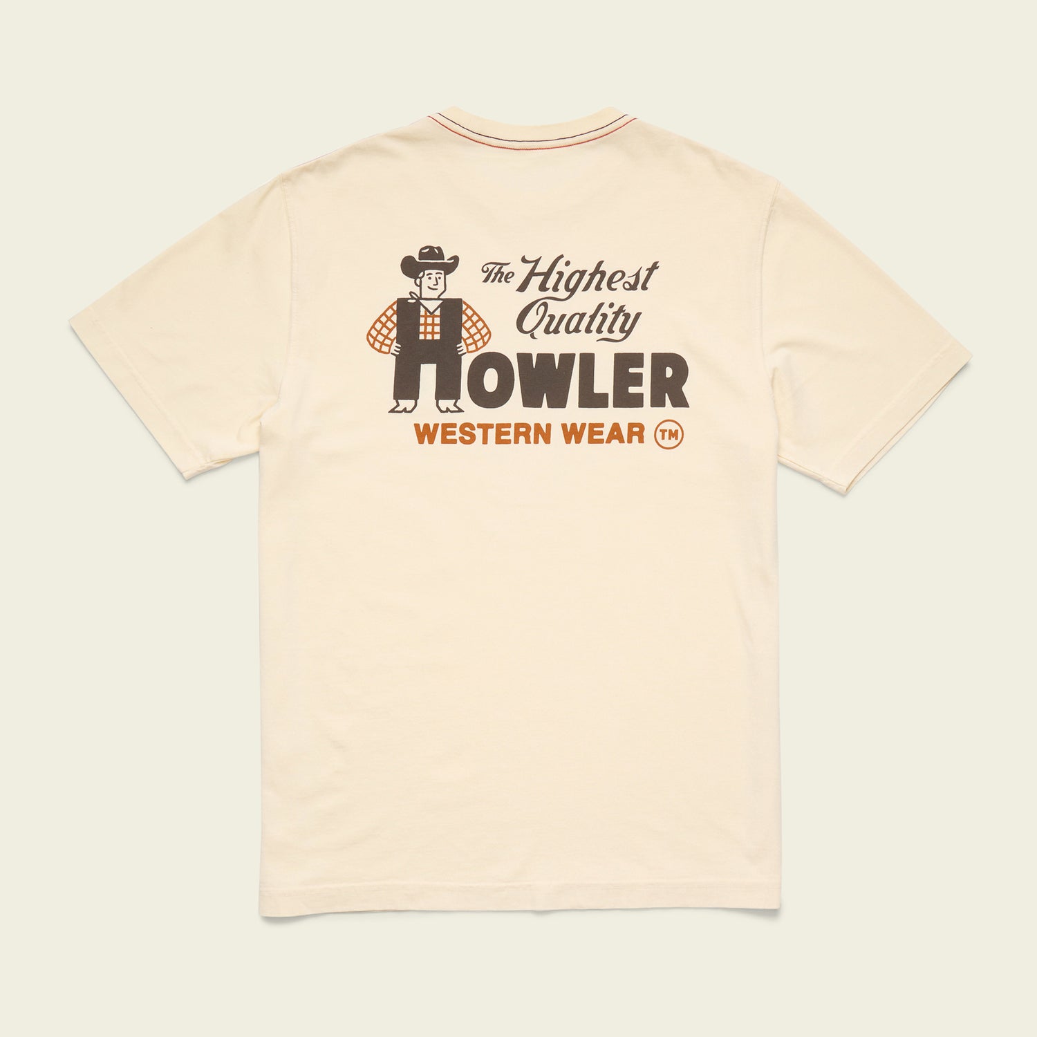 H-Man Western Wear Cotton T-Shirt - Natural