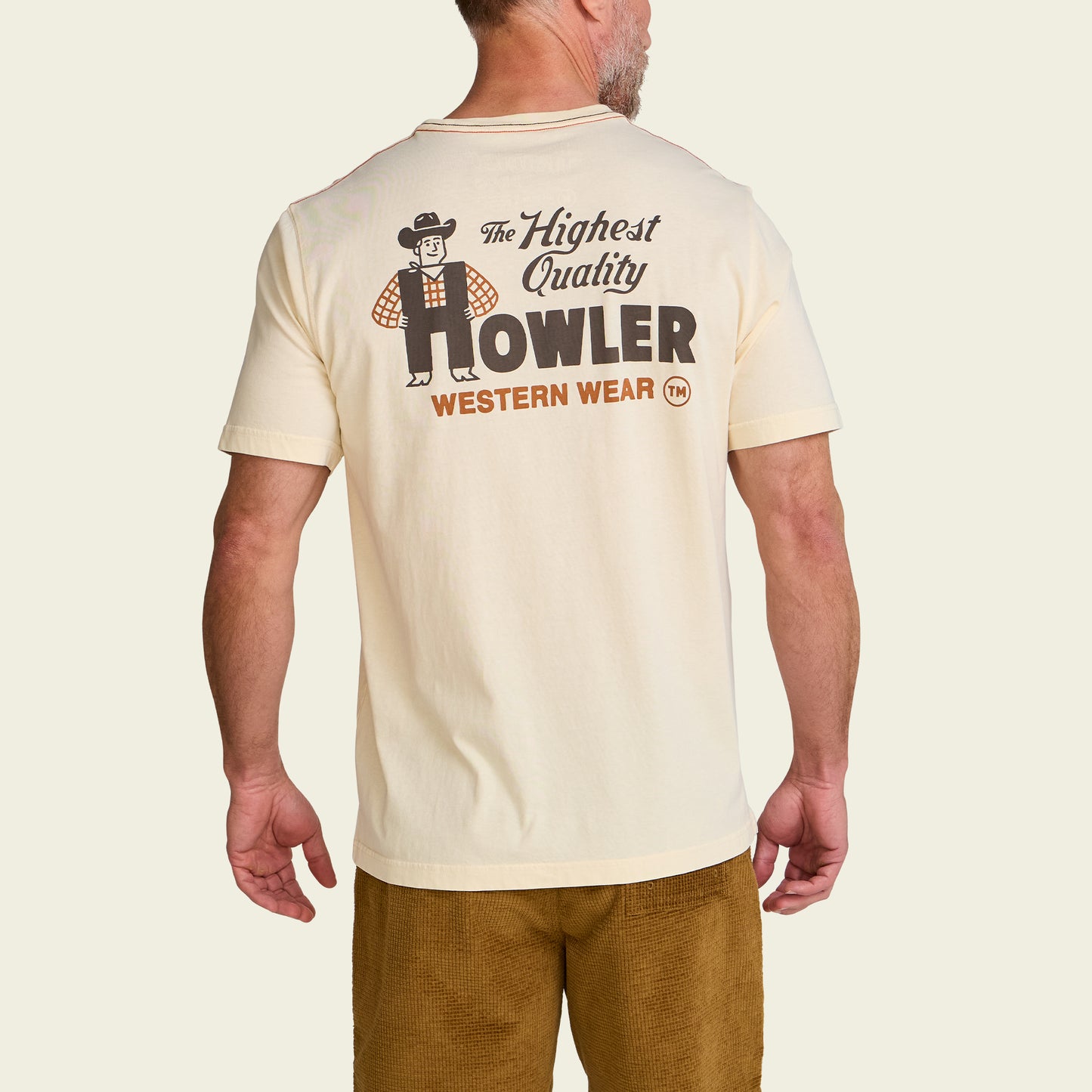 H-Man Western Wear Cotton T-Shirt - Natural - View 5