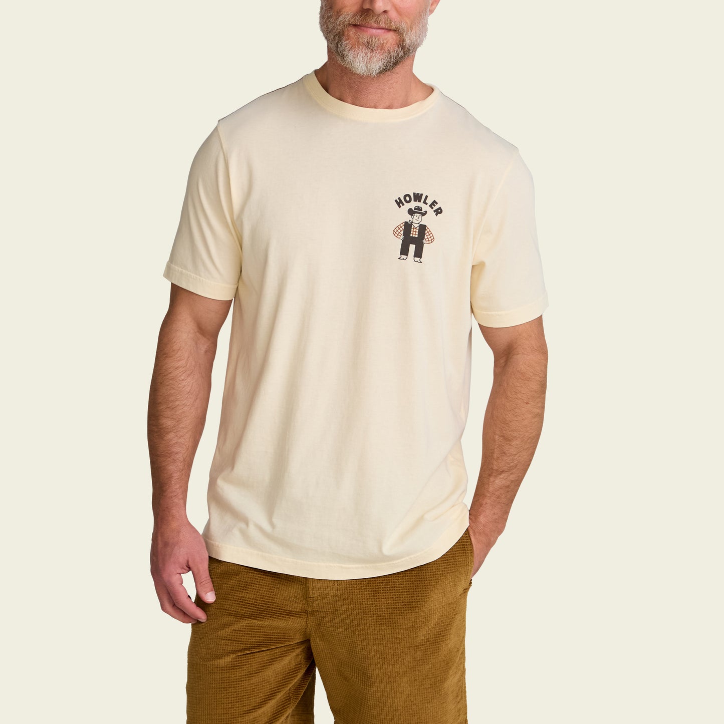 H-Man Western Wear Cotton T-Shirt - Natural - View 4